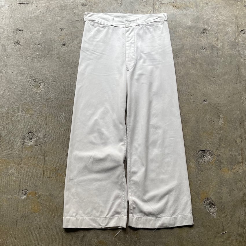 40s US NAVY Sailor Pants White 巻きパンツ Vintage 1940s US Navy Sailor Pants - 40s White High Waisted