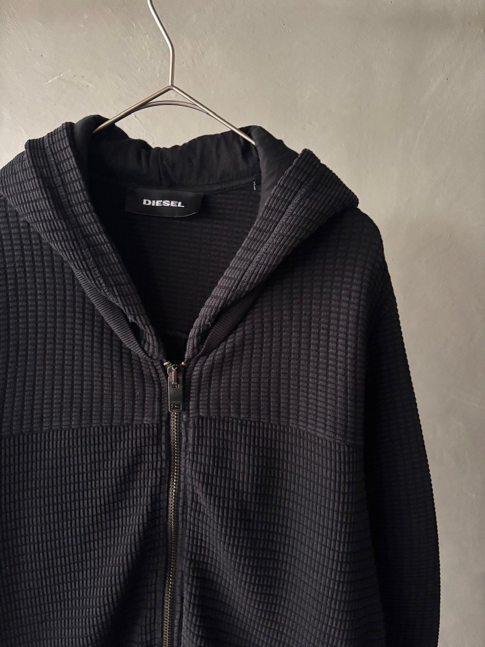 Diesel waffle knit zip-up hoodie | sui & shara