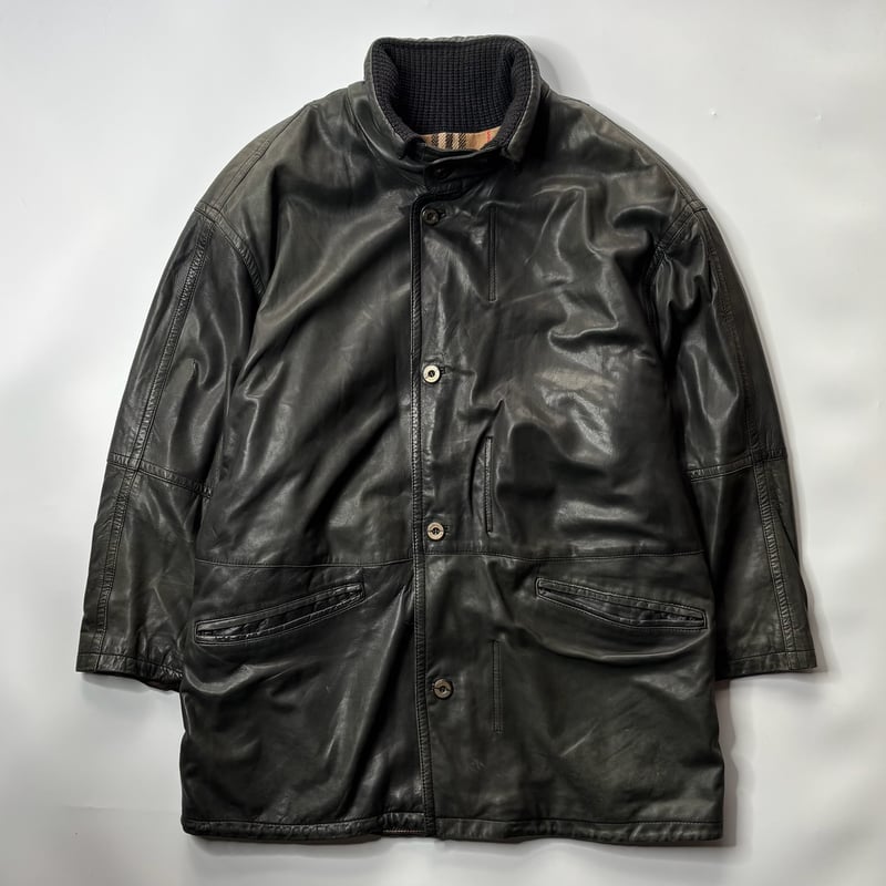 80's~ Burberry sheep skin leather half coat | s