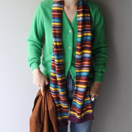 【新品未使用】Border muffler　blue border border long muffler | ARULLE