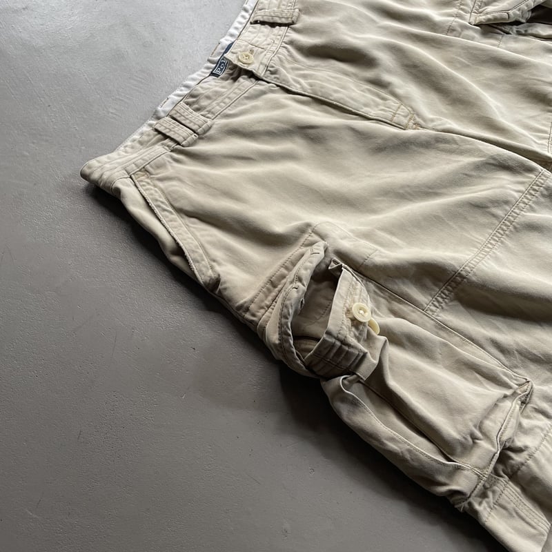 90s RALPH LAUREN 2way cargo pants 刺繍 白 90s ポロ ラルフローレン 太畝 コーデュロイ カーゴパンツ