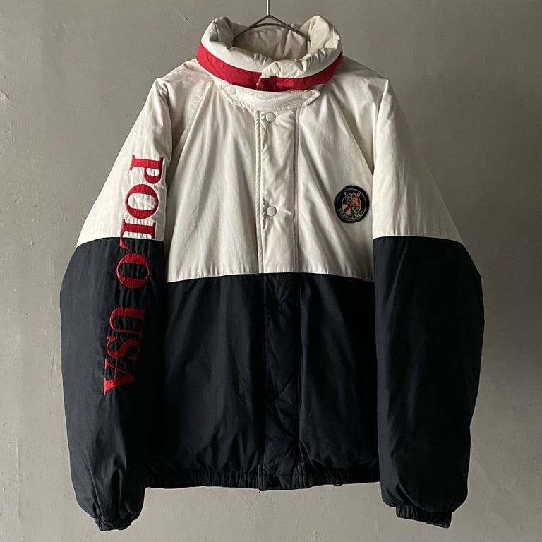 90s Ralph Lauren ''cookie patch'' 2tone design down  jacket｜ラルフローレン
