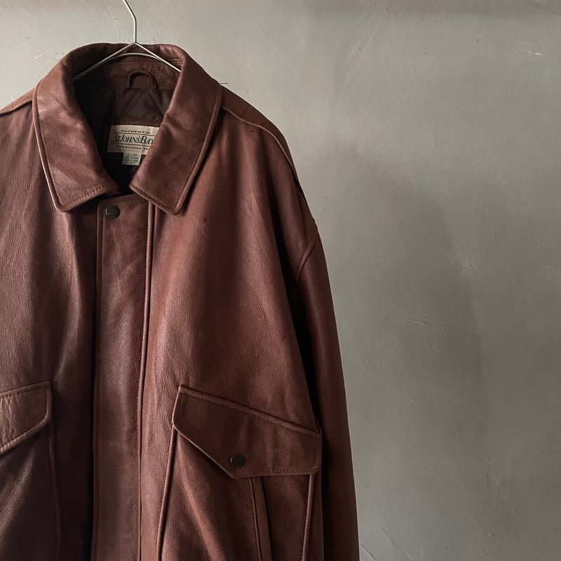 90s Leather Jacket ライトブラウン レザージャケット A-2 90s A-2 type design leather jacket | sui & shara
