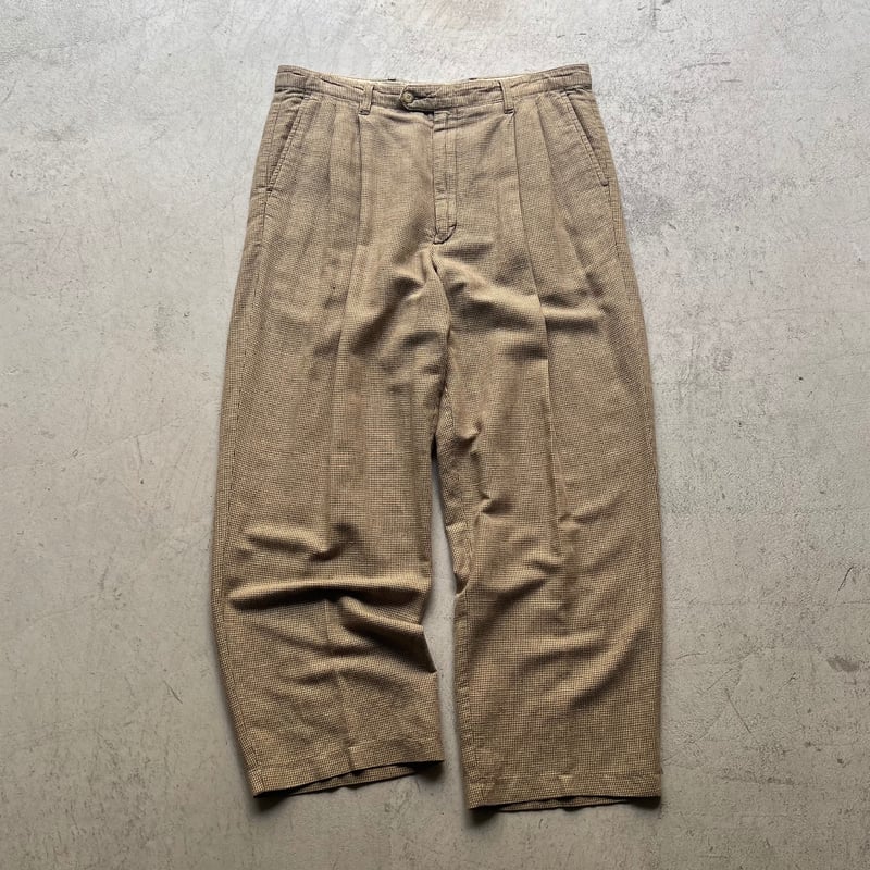 パンツ 00s Eddie Bauer linen cotton slacks 90s Eddie Bauer houndstooth linen×cotton slacks