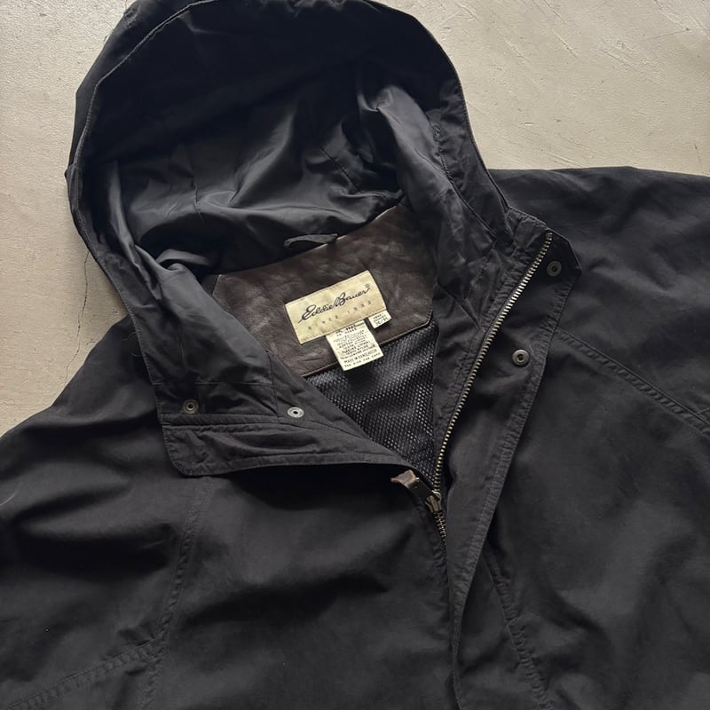 00s Eddie Bauer ウォームアップ ジャケット ロゴ ブラック 古着 90～00s Eddie Bauer エディバウアー ウェザーエッジ ダウン