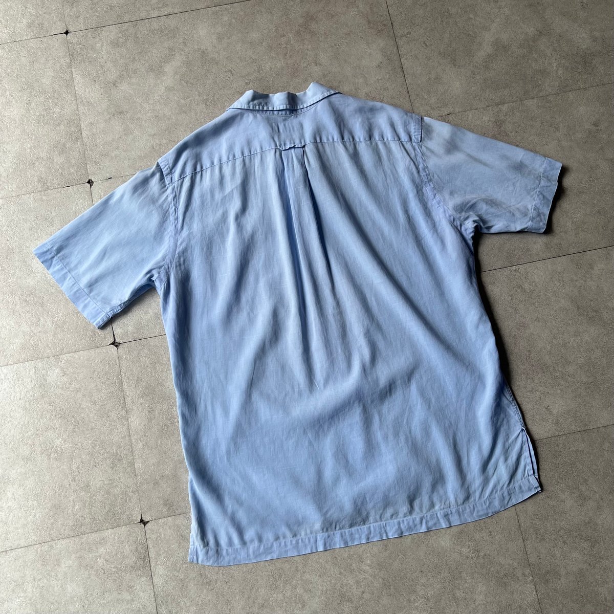トップス Ralph Lauren open collar shirts 90s Ralph Lauren linen×cotton open collar shirt