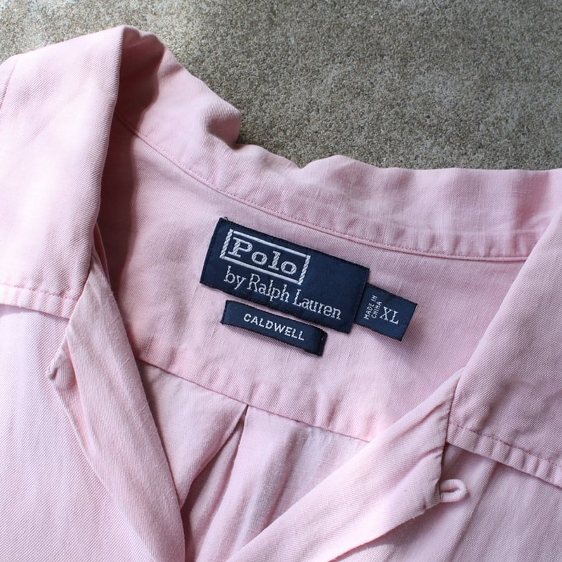 90s Ralph lauren linen/silk open collar shirt ″