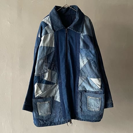 80s~ Denim switching patchwork design jacket