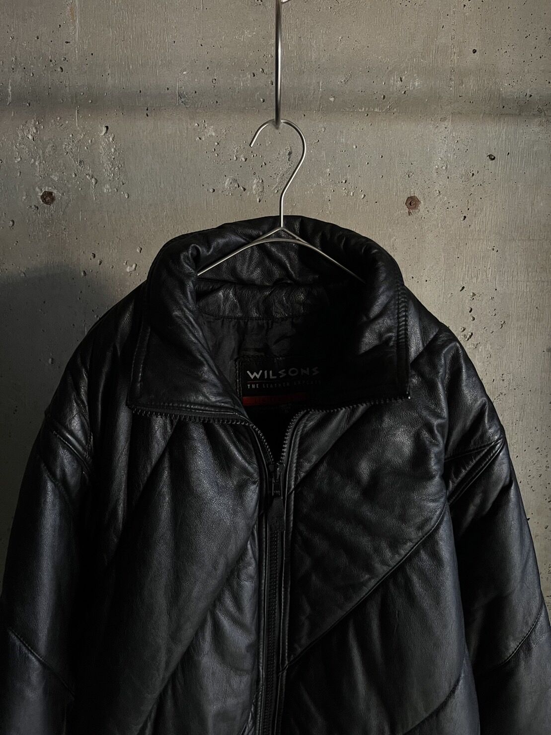 Wilsons Leather レザーダッフルコート ブラック 90s Wilson's Black Leather Jacket Free Shipping - The Vintage Twin