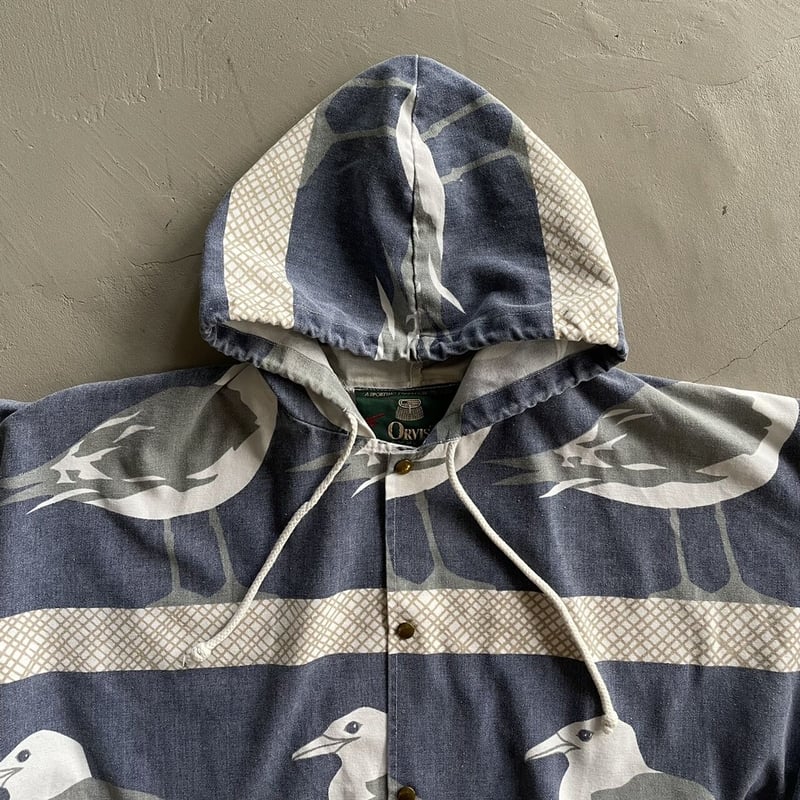 80s~ Orvis Michigan rag pattern cotton hoodie |