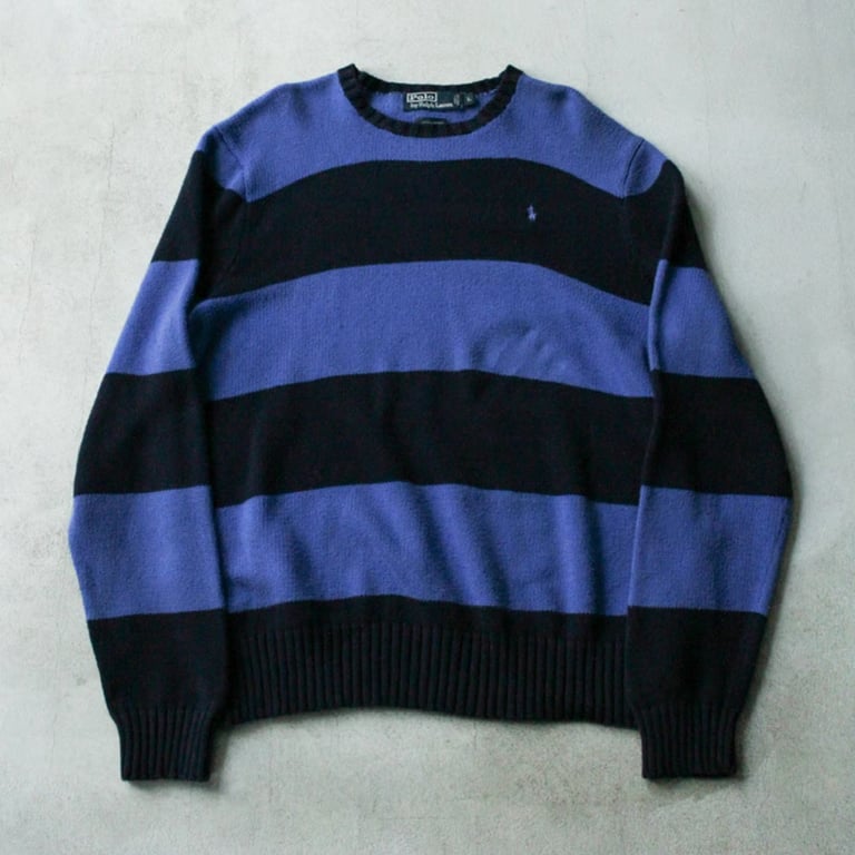 90s Ralph lauren stripe pattern cotton knit sweater｜ラルフローレン