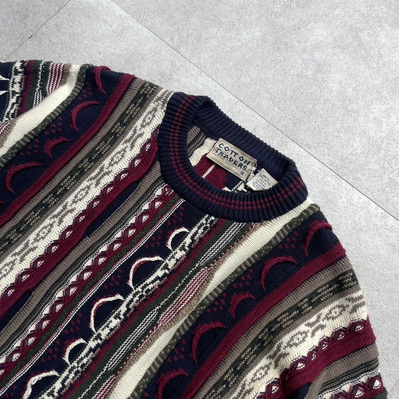 90s unknown ドライバーズニット ウールニット マルチカラー Y2K 90s COTTON TRADERS 3D knit | sui & shara