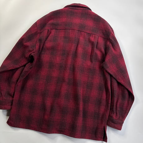 90's Eddie Bauer ombré open collar wool shirt｜エディーバウアー