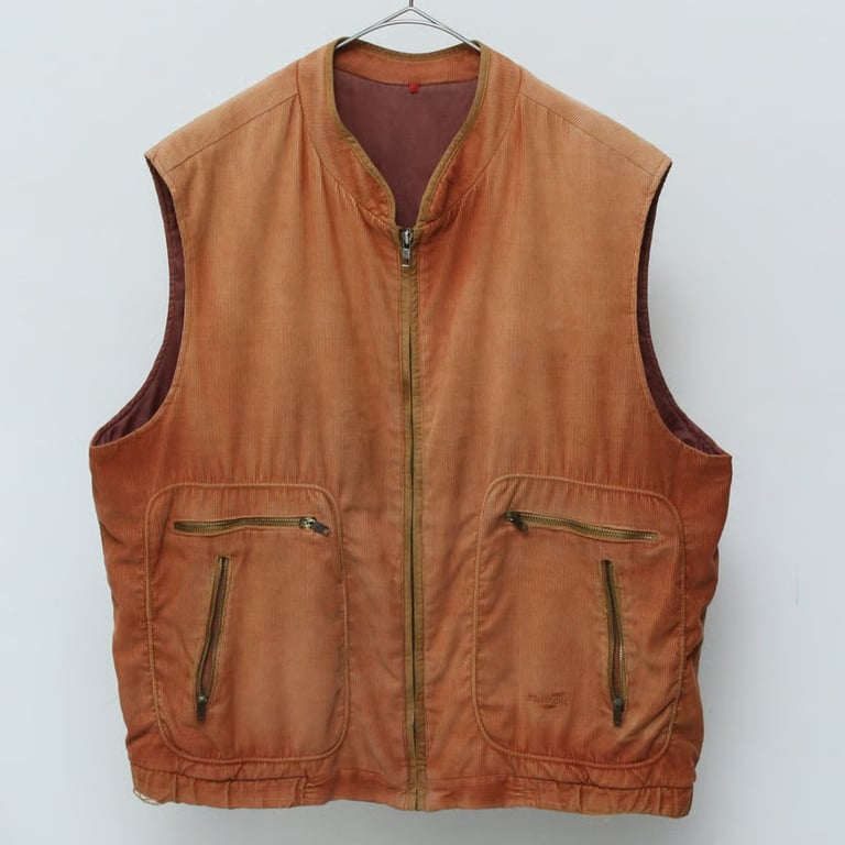 80s~ Pocket design faded corduroy vest