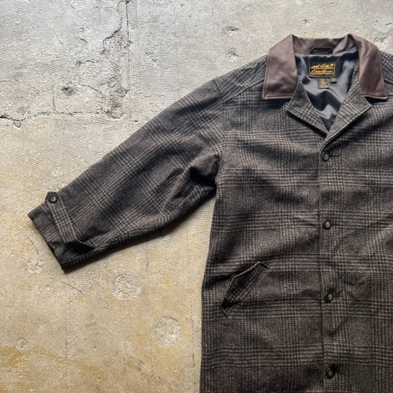 80s Eddie Bauer check pattern wool long coat | 80s Eddie Bauer check pattern wool long coat |