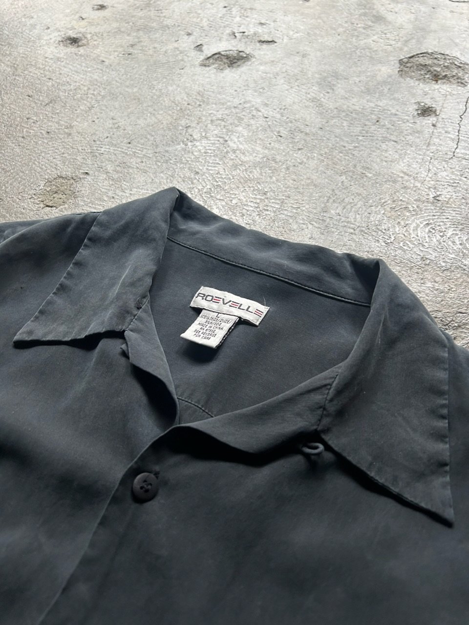 【ビンテージ】90s コロンビア シルク100% 刺繍 炭黒 開襟シャツ L 90s open collar silk shirt | sui & shara