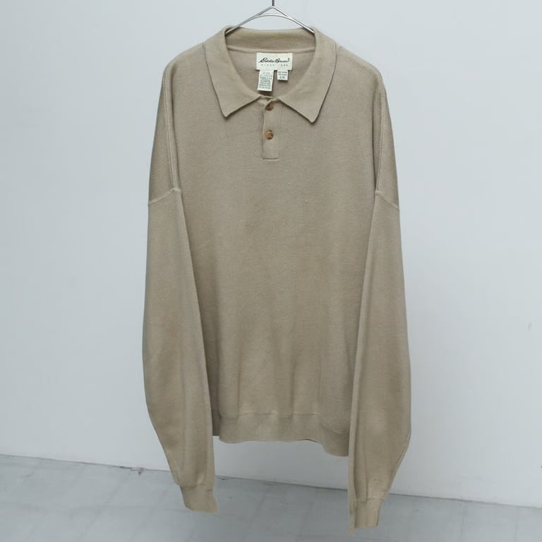 90s Eddie bauer cotton knit polo shirt｜エディーバウアー