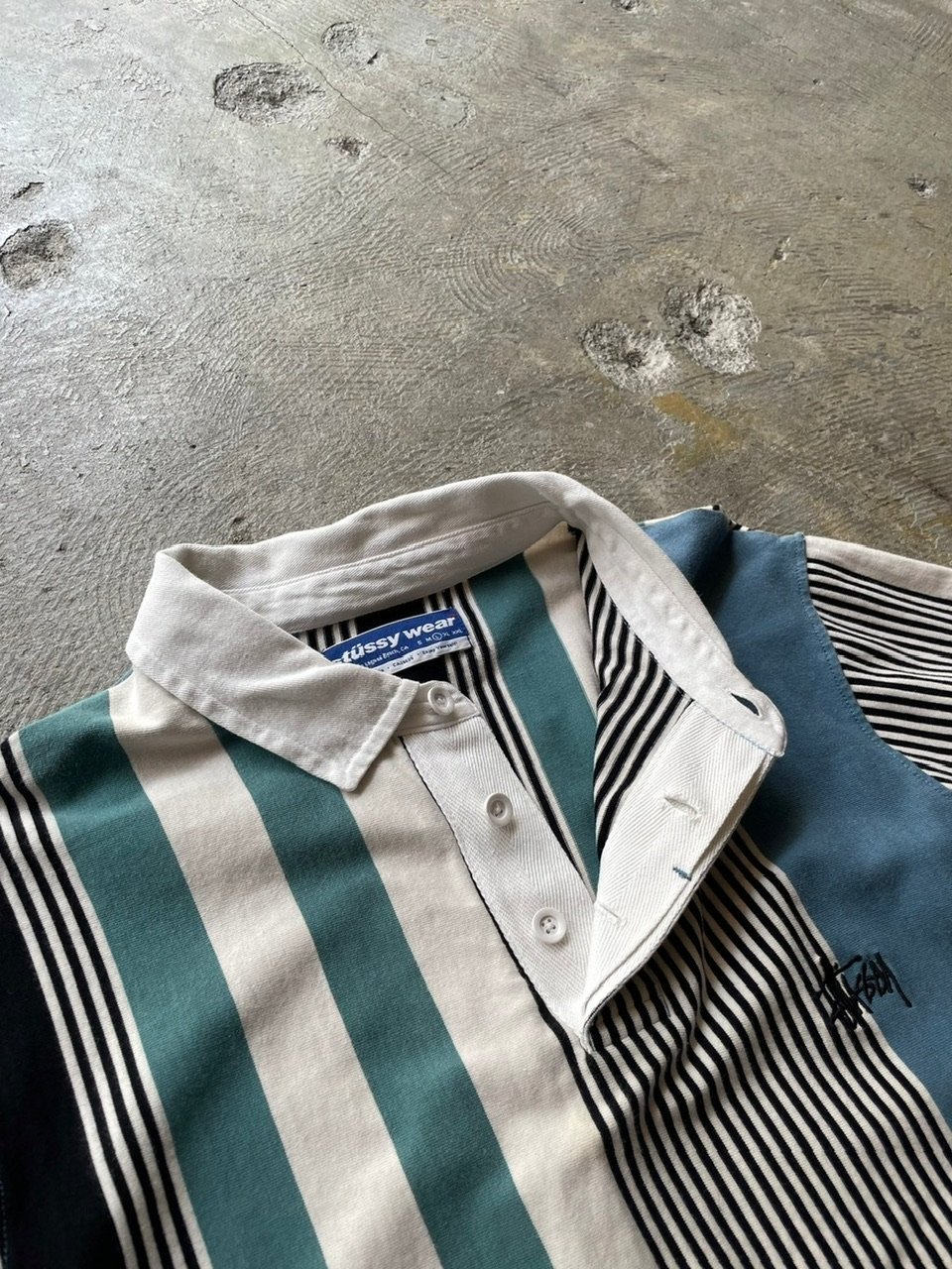 STUSSY ポロシャツ ストライプ STUSSY ステューシー Harf Zip Polo ハーフジップ ポロシャツ