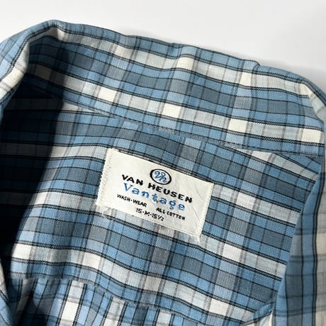 60's~ VANHUESEN plaie pattern cotton shirt
