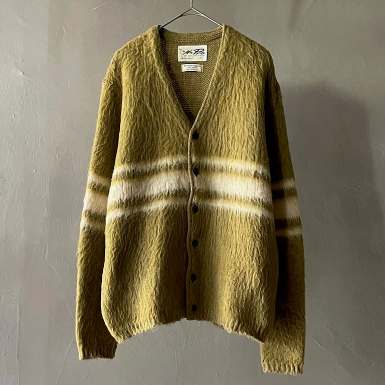 70s Mr.pro striped mohair knit cardigan