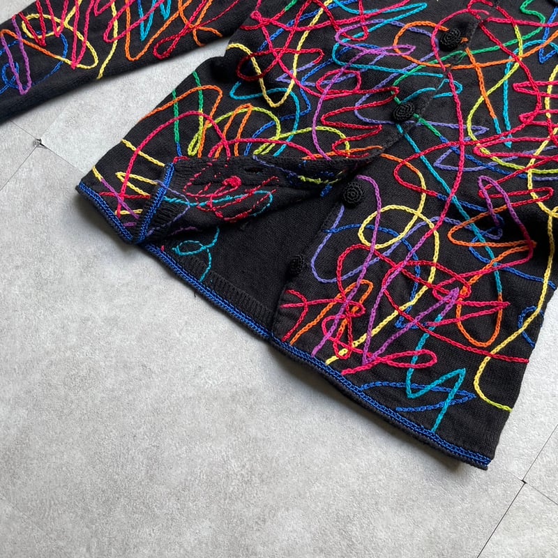90s Michael Simon rainbow abstract knit cardiga 90s Michael Simon rainbow abstract knit cardiga