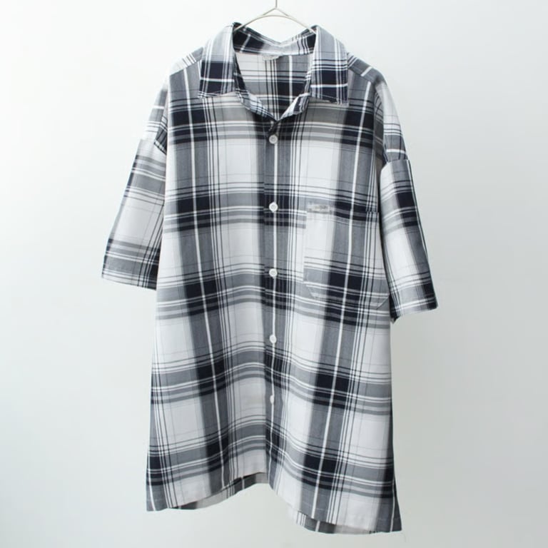 2000年代 チェックシャツ（~00s Plaid pattern open collar S/S shirt made in usa）
