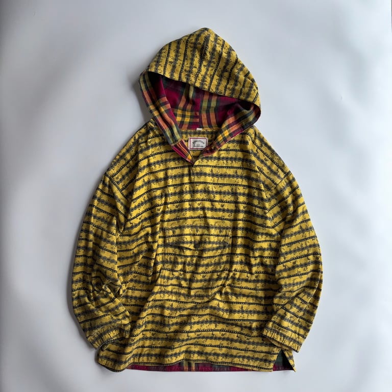90's Total pattern half button hoodie