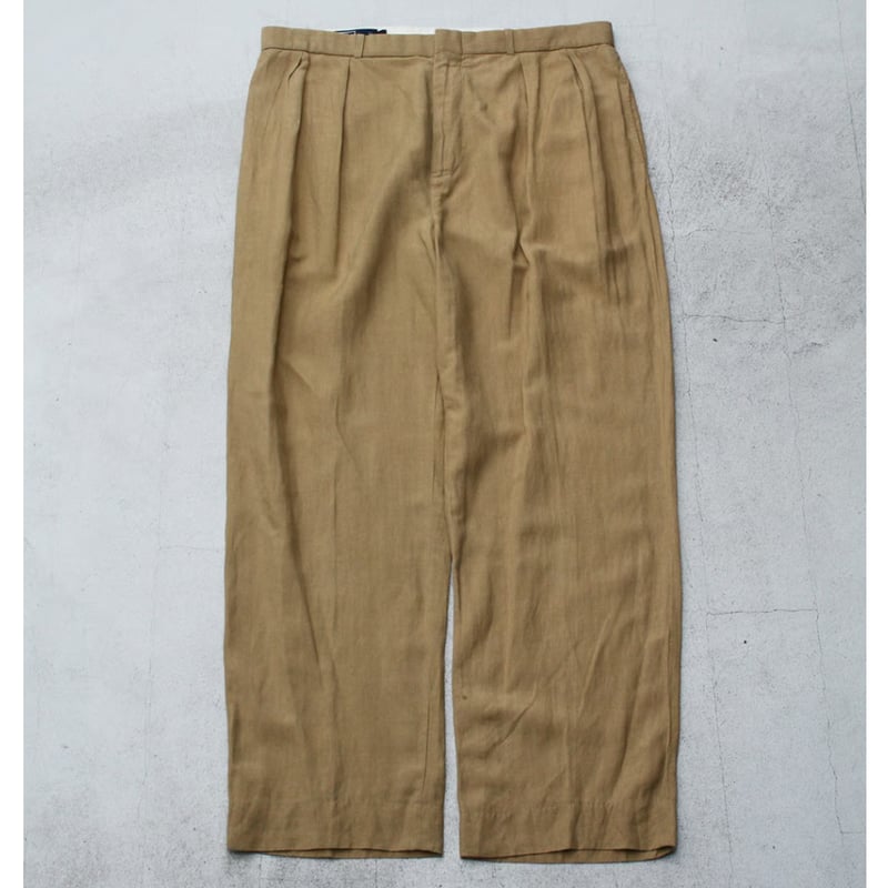 h*読様 90s Ralph Lauren シルク×リネン ワイドスラックス 90s Ralph lauren linen/silk 2tuck slacks | sui