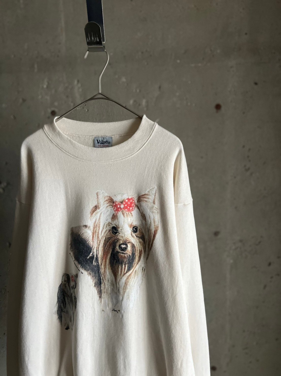 古着　90s USA製　アニマルプリントスウェット　ヨークシャーテリア　L. fit=scale-down,w=1200