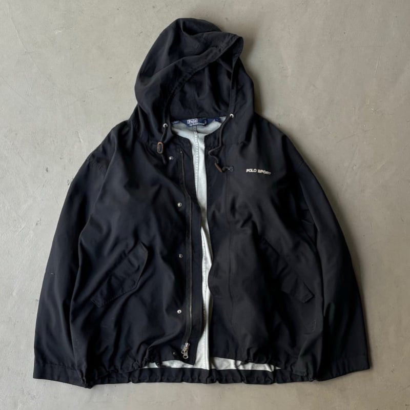 90s POLO SPORT Logo Nylon Jacket 灰紺 L ポロスポーツ