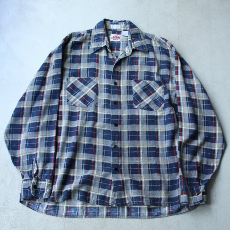80s Dickies plaid pattern flannel shirt｜ディッキーズ