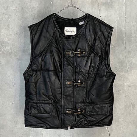 〜90s fireman design leather down vest