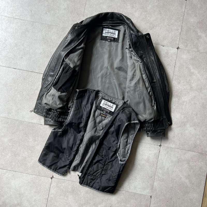 90s WILSONS LEATHER ブラックレザージャケット 90s WILSONS LEATHER レザー ジャケット 黒 M シンサレート着脱