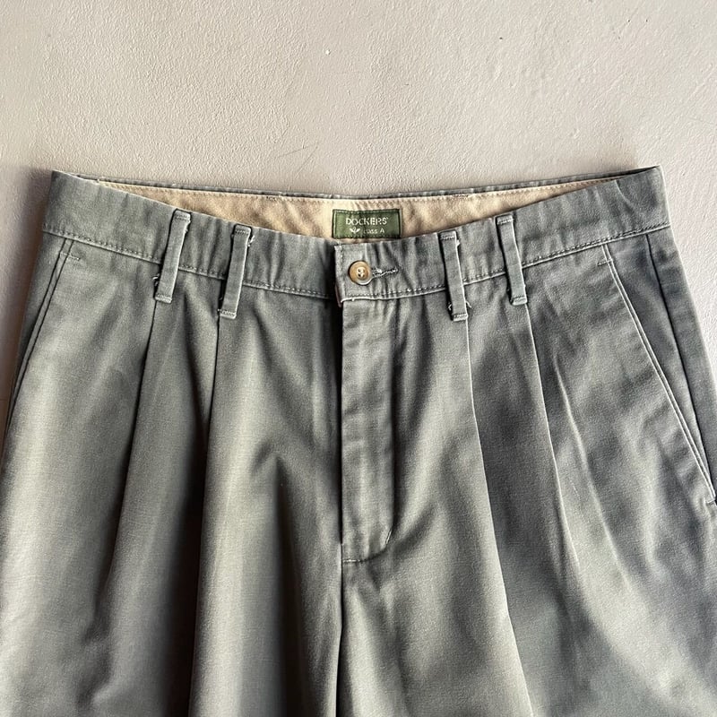 90s~ Dockers 2tuck cotton chino slacks ''olive
