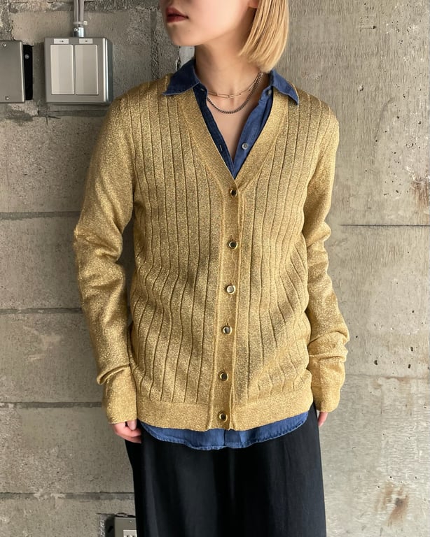 70's~ glitter rib sheer cardigan