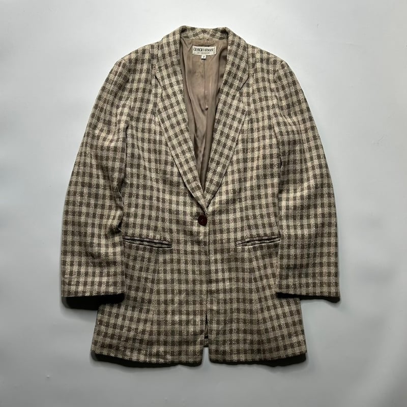 GIORGIO ARMANI plaid pattern tailored jacket |