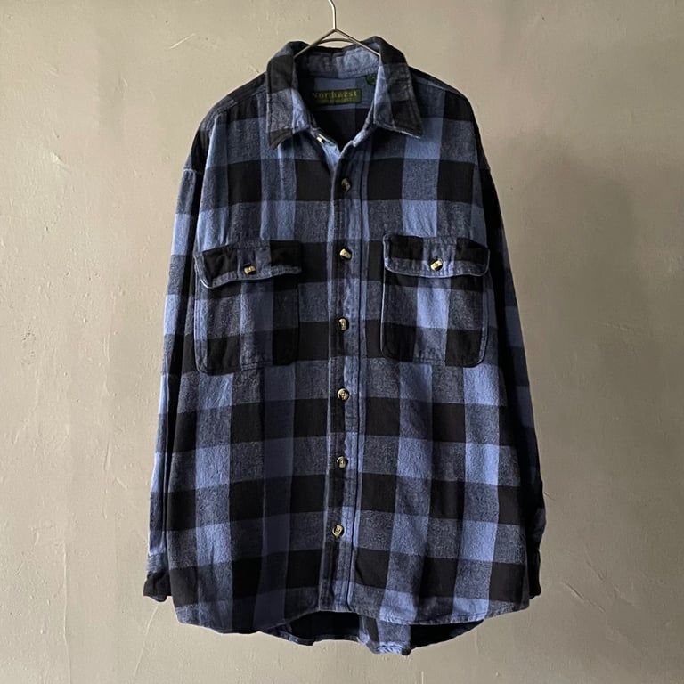 90年代 ネルシャツ(90s North west plaid flannel shirt)