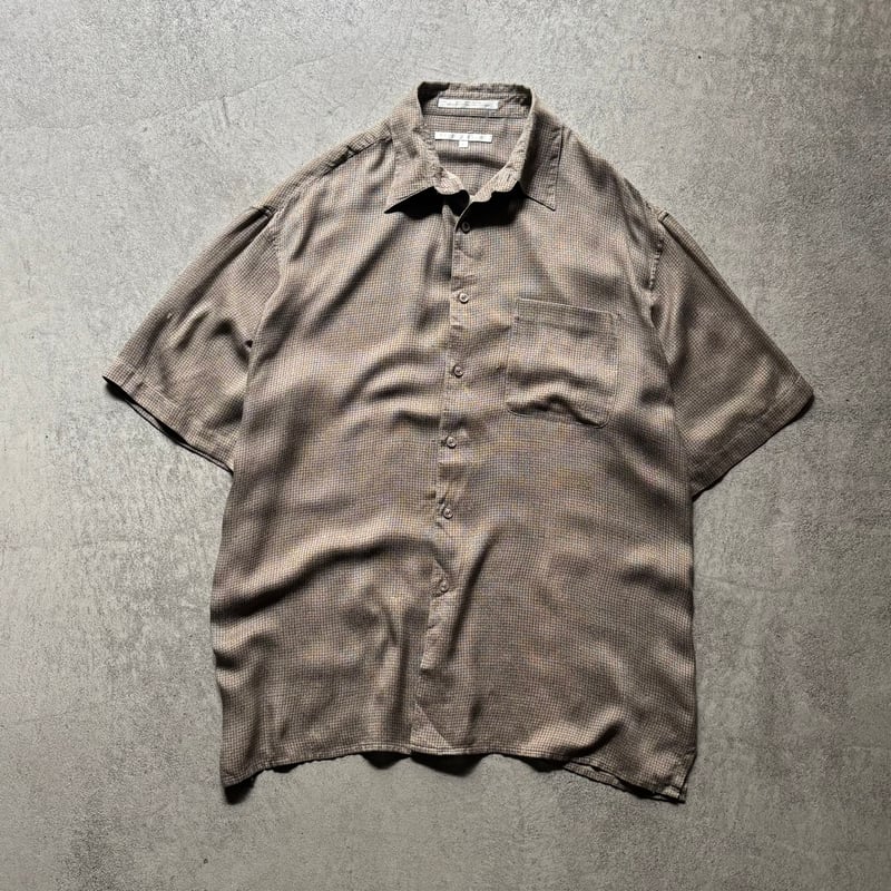 トップス 90s Perry Ellis Shadow Check S/S Shirt 90s Perry ellis S/S silk shirt | sui & shara