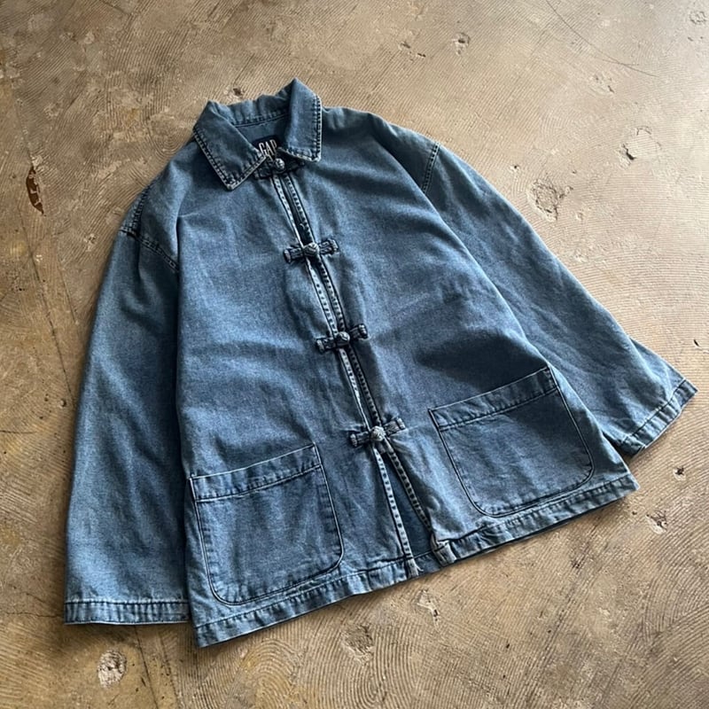 90s GAP denim china shirt jacket | sui & shara 90s GAP denim china shirt jacket | sui & shara
