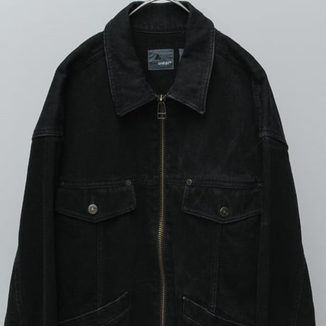 90s Lizwear black denim zip up jacket