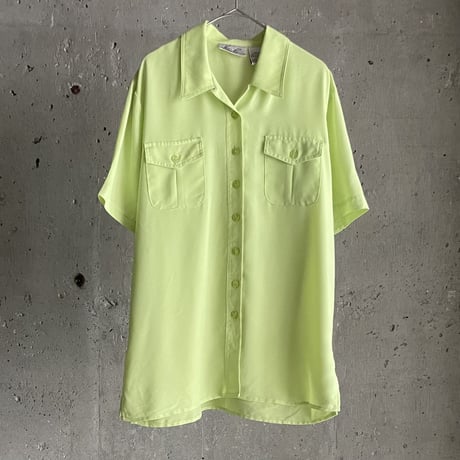 90s Light green color see-through shirt