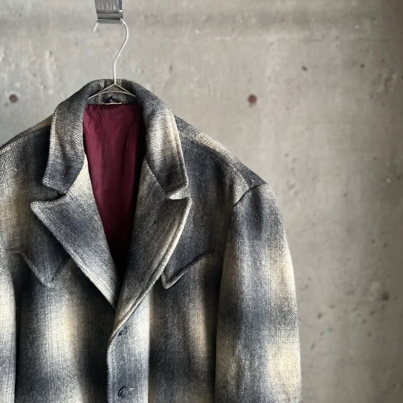 70s western ombre check wool tailored jacket | 70s western ombre check wool tailored jacket |