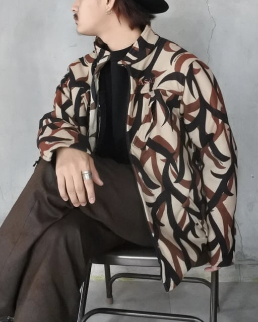 90s ASAT tribal camouflage fleece jacket | sui 90s ASAT tribal camouflage fleece jacket | sui