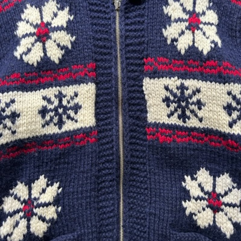 60s flower × nordic pattern cowichan knit sweat