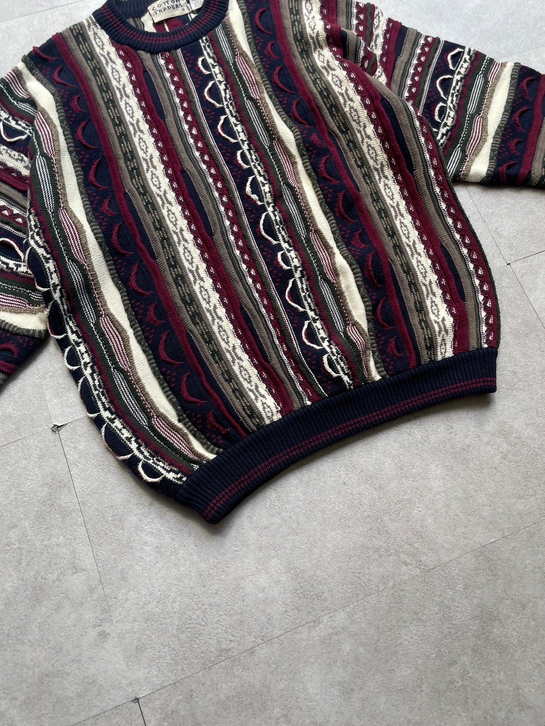 90s canada製　3D クレイジーパターン　ニット　コットン　3Dニット 90s COOGI クージー 3Dニット 総柄ニット オーストラリア製 S