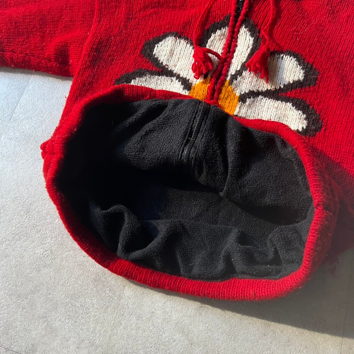 flower motif ecuador knit zip-up hoodie | sui &