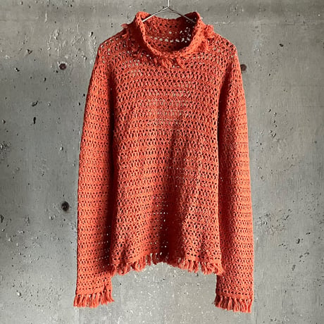 crochet design turtleneck knit