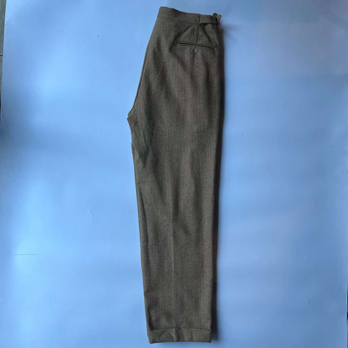 90s POLO by RL リネン/コットン ヘリンボーン スラックス グレー 7a36df61b7ecd6e997983fd11d341b