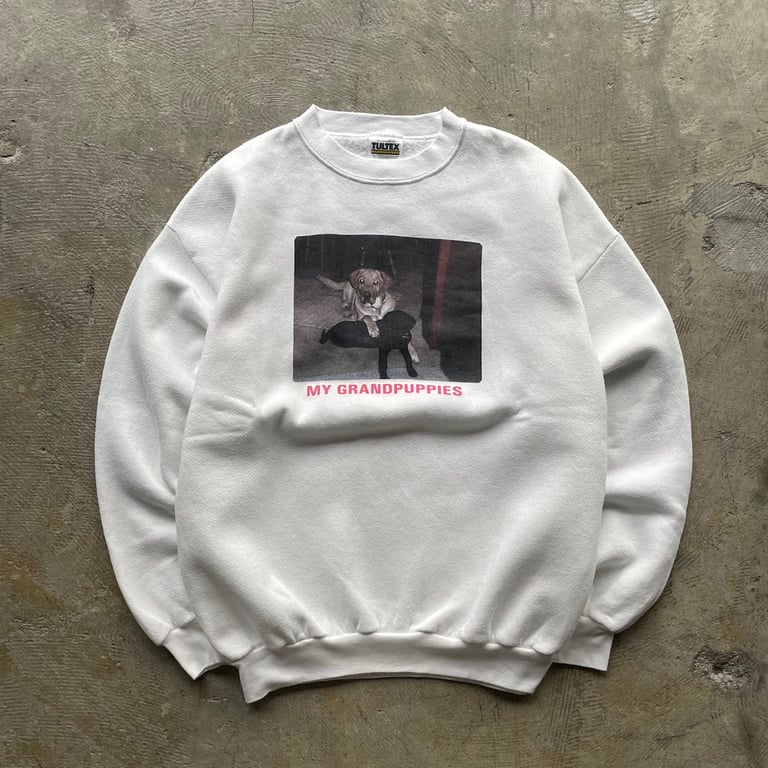 90s TULTEX dog photo print sweat