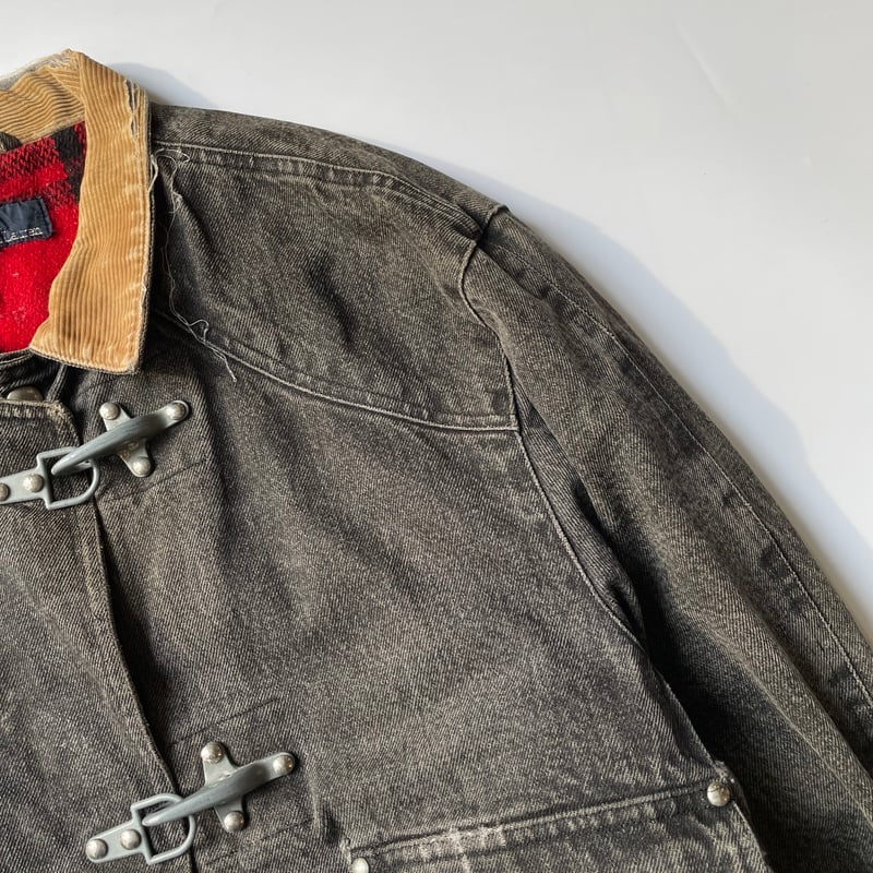 90s Ralph Lauren black denim fireman jacket 